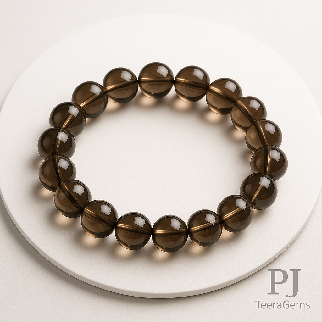 AAA Smoky Quartz Bracelet: Grounding Gemstone, Reiki Infused | 8 12mm bracelet 4